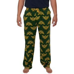 New Men's Legend of Zelda Pajama Pants Lounge Wear Hyrule Triforce Green